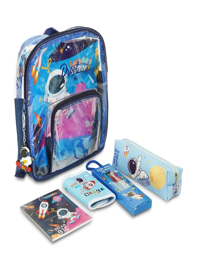 ILEARNNGROW Space School Bag Combo for Kids | 11 Items in One Bag | Set with Backpack, Pencil Box, Wallet, Notebook & Complete School Kit | for Boys & Girls - Image 1